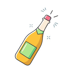 Cartoon Champagne Bottle Ready to Party and Celebrate a Special Event