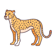 Fototapeta premium Stylized Cheetah Illustration Standing Profile View with a Warm Color Palette