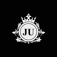 JU logo monogram emblem style with crown shape design template