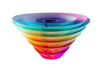Vibrant, multi-layered funnel shape