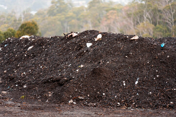 Compost pile, organic thermophilic compost turning in Tasmania Australia