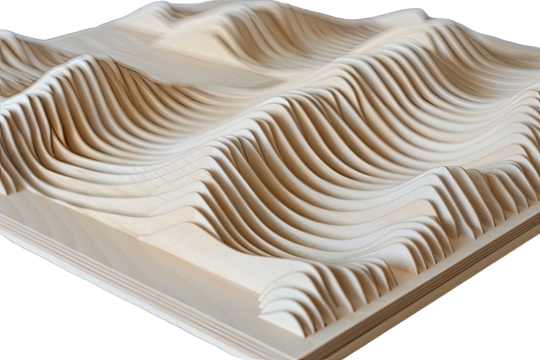 Abstract wood panel relief.  Layered sculpted waves