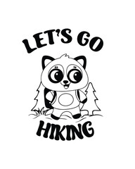 Cute Panda Hiking Adventure with Playful Typography and Forest Scenery Creates a Whimsical Design