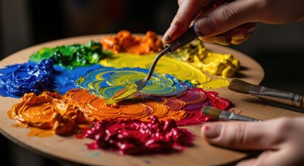 Obraz premium Artist's Palette: Vibrant Colors and Creative Process