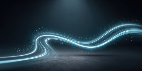 Futuristic technology waves virtual environment digital innovation cyber space glowing motion lines network intelligence