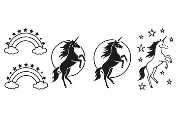 Unicorns and Rainbows Silhouette Collection.