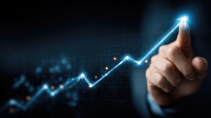 Businessman Drawing Rising Growth Line