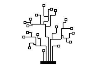 Conceptual illustration of a digital data tree, symbolizing technology network growth and futuristic information systems