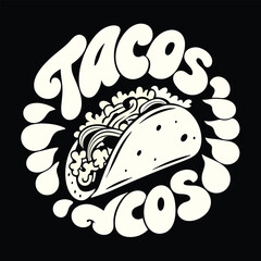 T-shirt Design for Food Lover with the text Taco with Lettuce Cheese