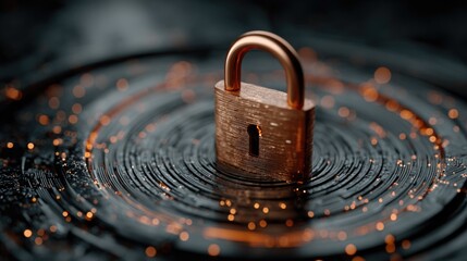 Bronze Padlock Representing Cyber Data Protection