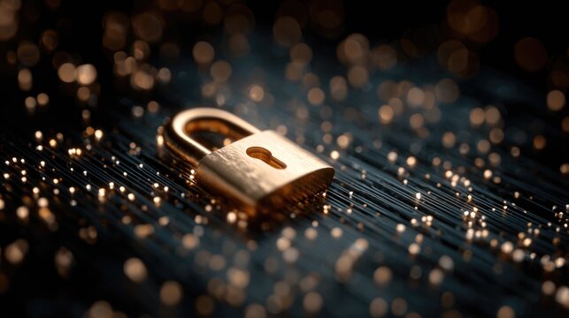 Golden Padlock Symbolizing Online Data Security