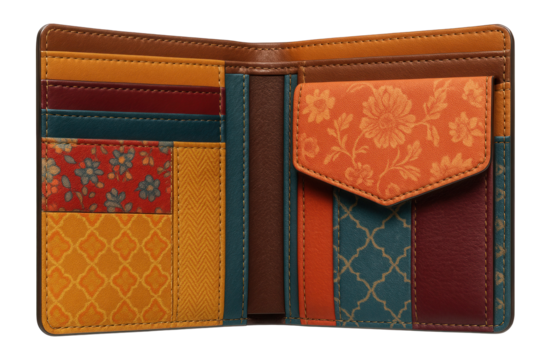 Wallet with a patchwork design