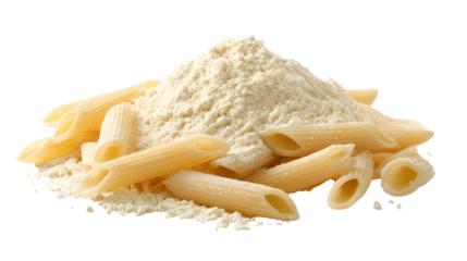 Penne pasta coated in flour a culinary image