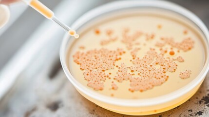 Petri dish with microbial culture showing distinct colony growth patterns