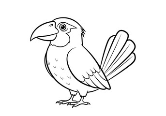 Obraz premium A whimsical cartoon drawing of a charming bird with a prominent beak and fan tail perfect for coloring pages