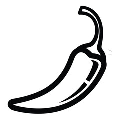 Hand-drawn chili pepper icon simple line art for food and spice themes