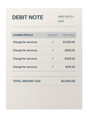 Debit note with charge details