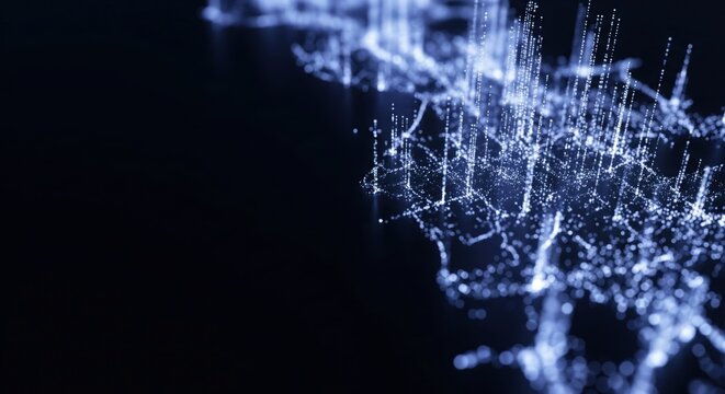 Abstract innovation and network concept with glowing dots and copy space for text