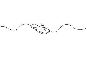 Obraz premium Minimalist beach slippers sandals continuous one line drawing simple outline vector design 