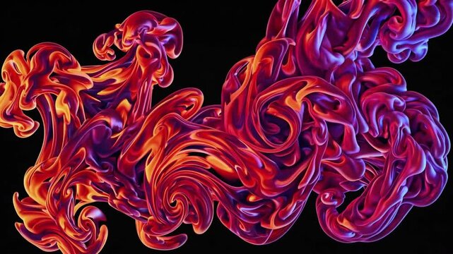 Non-representational ry of colored smoke in shades of red, orange, and purple