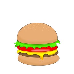 ボリューム満点のハンバーガーイラスト