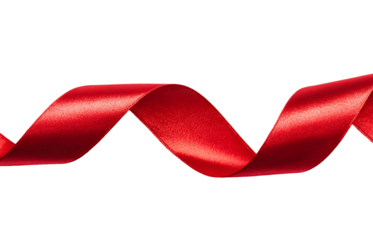 Red satin ribbon swirls on black background