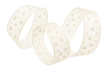 Ivory organza ribbon with star motifs