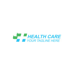Letter H Healthcare Logo with Modern Cross and Pixel Style Design