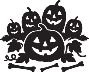 Halloween pumpkins and bones isolated on transparent background