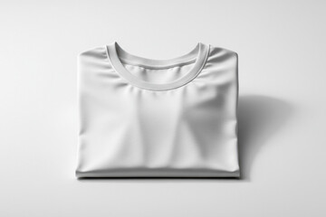 Minimalistic mockup of a folded white T-shirt on a clean light background, perfect for branding, fashion design, and apparel presentation