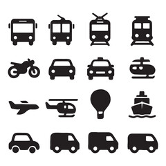 Naklejka premium Transport Vehicle Icon Set Vector Illustration