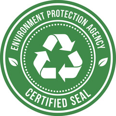 Green certified seal emblem environment protection agency recycling symbol vector