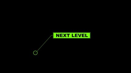 Next Level text word with glitch effect animation.Text reading next level in glowing blue and white 3d effect displayed on a vibrant green background representing achievement or success stage in digit - Powered by Adobe