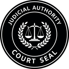 Official court seal with scales of justice and laurel wreath vector