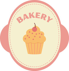 Whimsical cupcake bakery emblem sweet treat delicious dessert icon vector