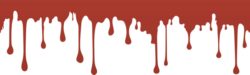 Red dripping oil stain, melt drips, ink silhouette. Bloody border frame for Halloween card