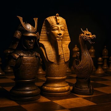 Cultural Chess Fusion Symbolic Background