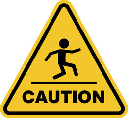 Caution sign warning symbol person running danger alert safety hazard vector