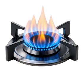 Gas stove burner with active flame