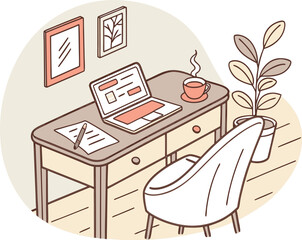 Work From Home Concept with Laptop and Coffee
