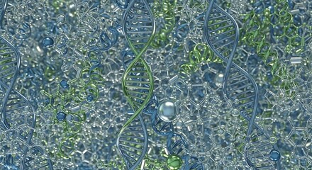 Molecular structures and DNA strands in digital art