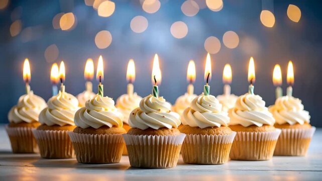 Birthday cupcakes with candles