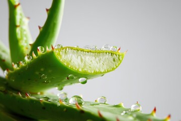 Naklejka premium Aloe vera plant close-up indoor image of nature minimalist environment macro view natural healing properties