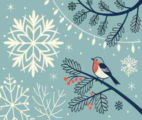 Festive Holiday Vector Background with Snowflakes
