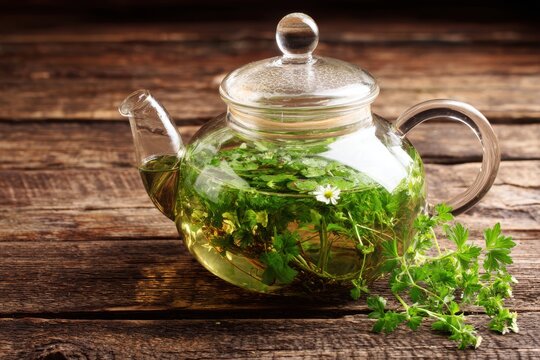 Brewing herbal tea with fresh ingredients kitchen photography rustic atmosphere close-up shot natural wellness