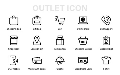 Retail and Shop Modern Professional Line Icon Set with Unique Elegant Design Elements for Premium Graphic Projects