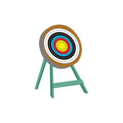 Archery target boards with colorful rings. One target shows arrows hitting the bullseye, the other displays four practice targets. Perfect for sports, accuracy, competition, and training themes.
