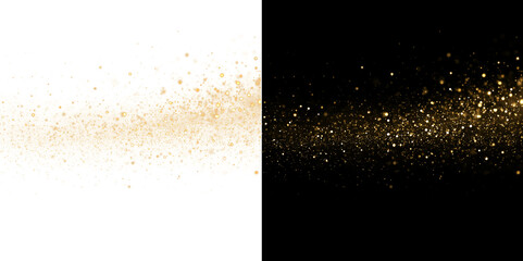Golden starlight path with twinkle, bokeh, and magic spray. Golden light sparks PNG vector illustration.