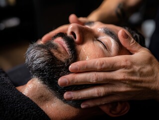 Fototapeta premium Relaxing facial massage experience spa photography tranquil environment close-up view self-care concept