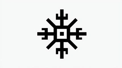 Obraz premium Geometric Snowflake Design: A clean, symmetrical geometric snowflake design. Its sharp lines create a simple, yet elegant pattern, ideal for digital artwork or various design applications.